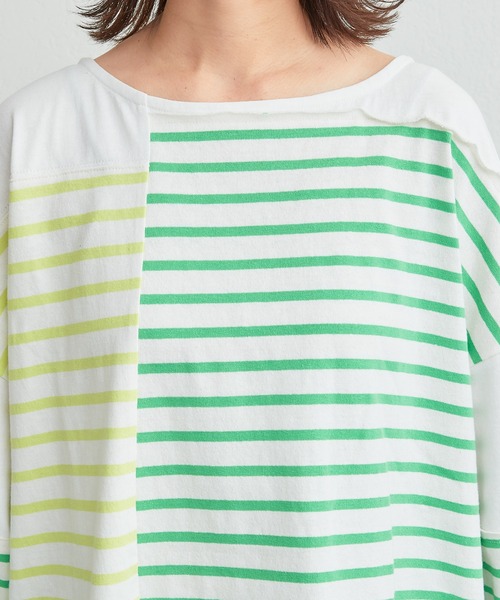 etsinta(エシンタ)の「【etsinta/エシンタ】リメイクバスクボーダーオーバーTEE(Tシャツ/カットソー・レディース・グリーン/オレンジ/ブルー・ONE SIZE)」の8枚目の写真