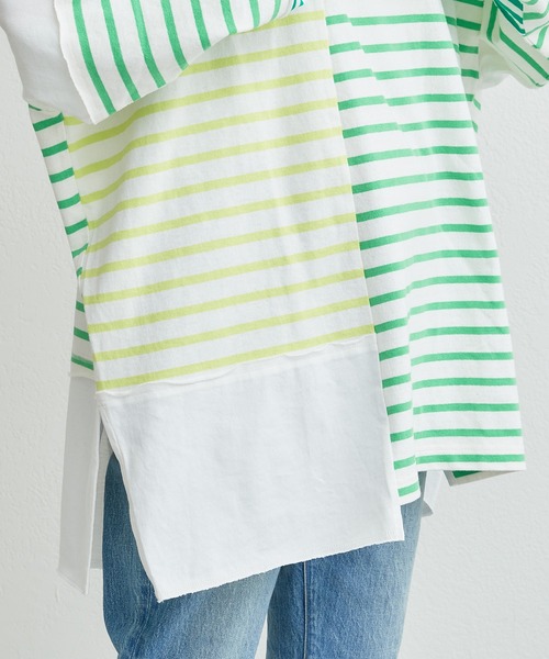 etsinta(エシンタ)の「【etsinta/エシンタ】リメイクバスクボーダーオーバーTEE(Tシャツ/カットソー・レディース・グリーン/オレンジ/ブルー・ONE SIZE)」の11枚目の写真