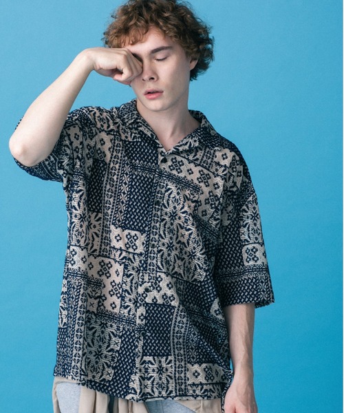 DANKE SCHON(ダンケシェーン)の「Dankeschon/ダンケシェーン/2TONE s/s Shirts(シャツ/ブラウス・メンズ・ホワイト/ベージュ/ネイビー・F)」の3枚目の写真