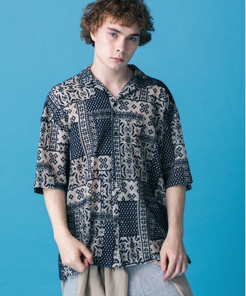 DANKE SCHON(ダンケシェーン)の「Dankeschon/ダンケシェーン/2TONE s/s Shirts(シャツ/ブラウス・メンズ・ホワイト/ベージュ/ネイビー・F)」の6枚目の写真