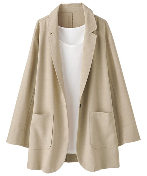 BELLUNA（ベルーナ）の「リネンライクジャケット（スーツジャケット・レディース・ベージュ/ネイビー/ブラウン・X-LARGE/LARGE/MEDIUM）」の2枚目の写真