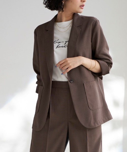 BELLUNA（ベルーナ）の「リネンライクジャケット（スーツジャケット・レディース・ベージュ/ネイビー/ブラウン・X-LARGE/LARGE/MEDIUM）」の14枚目の写真