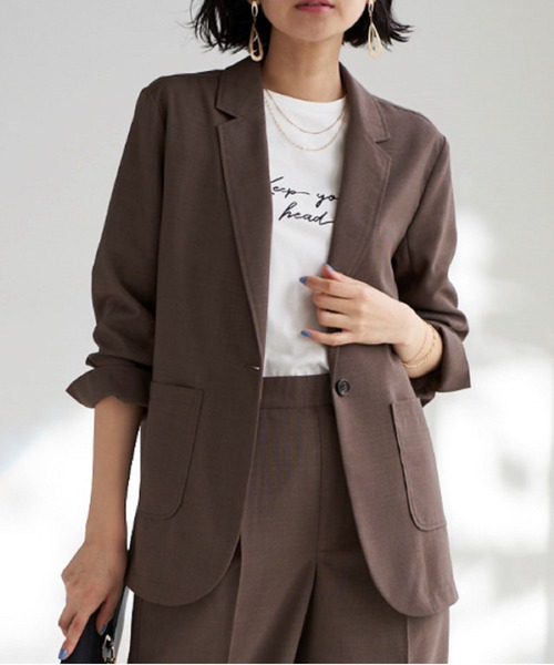 BELLUNA（ベルーナ）の「リネンライクジャケット（スーツジャケット・レディース・ベージュ/ネイビー/ブラウン・X-LARGE/LARGE/MEDIUM）」の11枚目の写真