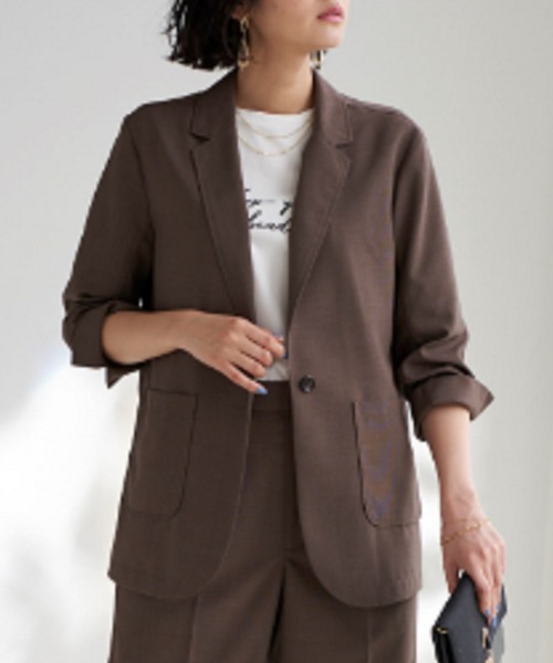 BELLUNA（ベルーナ）の「リネンライクジャケット（スーツジャケット・レディース・ベージュ/ネイビー/ブラウン・X-LARGE/LARGE/MEDIUM）」の16枚目の写真