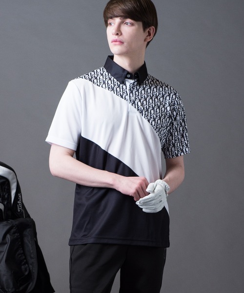 BUFFALO GOLF(バッファローゴルフ)の「LAD-POLOSHIRT(ラッド-ポロシャツ)モノグラム ポロシャツ(ポロシャツ・メンズ・ブラック/ホワイト・3-4/2-3/1-2)」の6枚目の写真