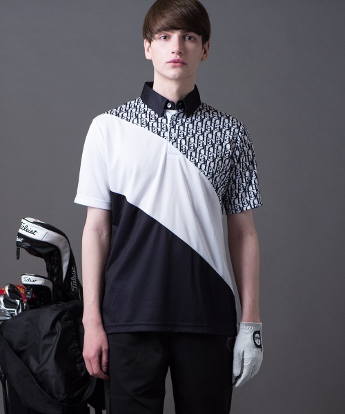 BUFFALO GOLF(バッファローゴルフ)の「LAD-POLOSHIRT(ラッド-ポロシャツ)モノグラム ポロシャツ(ポロシャツ・メンズ・ブラック/ホワイト・3-4/2-3/1-2)」の7枚目の写真