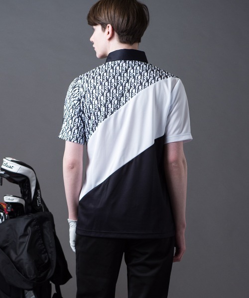 BUFFALO GOLF(バッファローゴルフ)の「LAD-POLOSHIRT(ラッド-ポロシャツ)モノグラム ポロシャツ(ポロシャツ・メンズ・ブラック/ホワイト・3-4/2-3/1-2)」の9枚目の写真