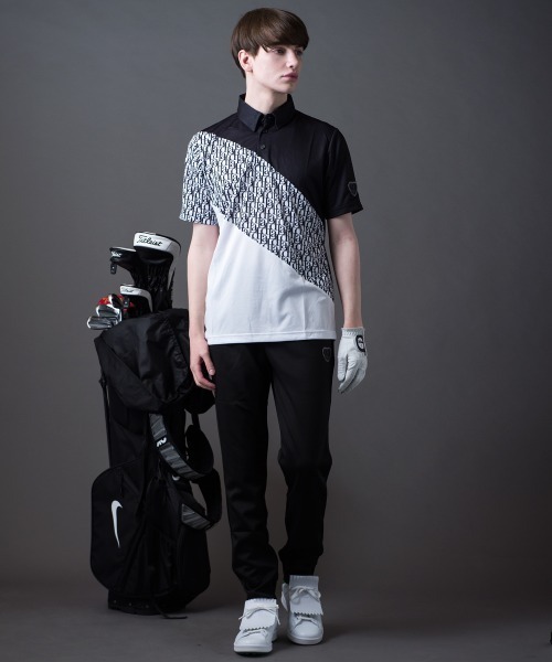 BUFFALO GOLF(バッファローゴルフ)の「LAD-POLOSHIRT(ラッド-ポロシャツ)モノグラム ポロシャツ(ポロシャツ・メンズ・ブラック/ホワイト・3-4/2-3/1-2)」の10枚目の写真