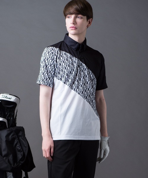 BUFFALO GOLF(バッファローゴルフ)の「LAD-POLOSHIRT(ラッド-ポロシャツ)モノグラム ポロシャツ(ポロシャツ・メンズ・ブラック/ホワイト・3-4/2-3/1-2)」の13枚目の写真