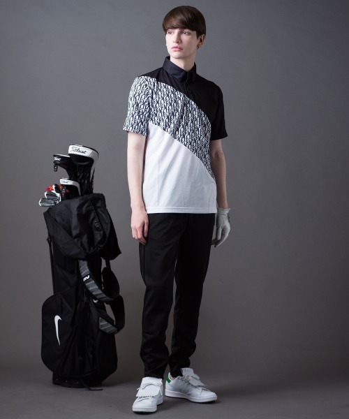BUFFALO GOLF(バッファローゴルフ)の「LAD-POLOSHIRT(ラッド-ポロシャツ)モノグラム ポロシャツ(ポロシャツ・メンズ・ブラック/ホワイト・3-4/2-3/1-2)」の12枚目の写真