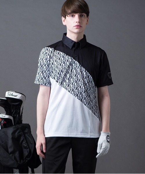 BUFFALO GOLF(バッファローゴルフ)の「LAD-POLOSHIRT(ラッド-ポロシャツ)モノグラム ポロシャツ(ポロシャツ・メンズ・ブラック/ホワイト・3-4/2-3/1-2)」の14枚目の写真