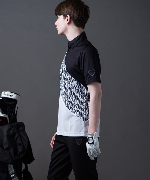 BUFFALO GOLF(バッファローゴルフ)の「LAD-POLOSHIRT(ラッド-ポロシャツ)モノグラム ポロシャツ(ポロシャツ・メンズ・ブラック/ホワイト・3-4/2-3/1-2)」の15枚目の写真