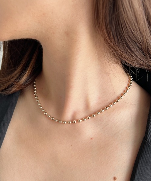 un+frame(アンフレーム)の「simple ball chain necklace/シンプル マンテルボールチェーンネックレス(ネックレス・レディース・シルバー/ゴールド・FREE)」の14枚目の写真