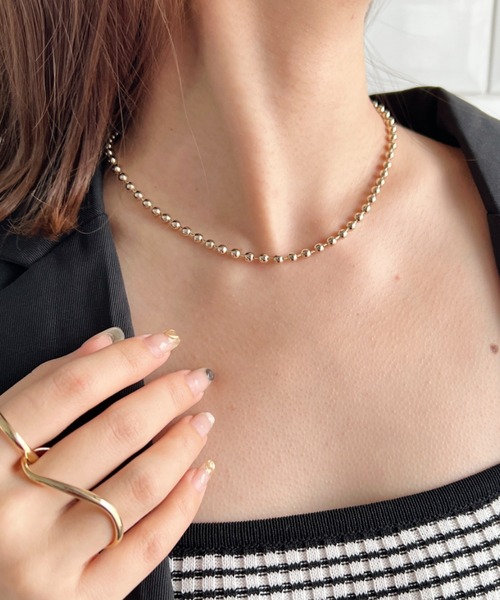 un+frame(アンフレーム)の「simple ball chain necklace/シンプル マンテルボールチェーンネックレス(ネックレス・レディース・シルバー/ゴールド・FREE)」の16枚目の写真
