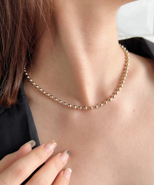 un+frame(アンフレーム)の「simple ball chain necklace/シンプル マンテルボールチェーンネックレス(ネックレス・レディース・シルバー/ゴールド・FREE)」の10枚目の写真