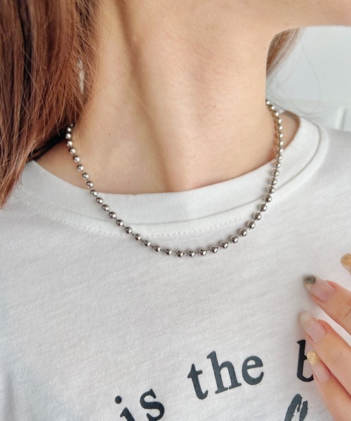un+frame(アンフレーム)の「simple ball chain necklace/シンプル マンテルボールチェーンネックレス(ネックレス・レディース・シルバー/ゴールド・FREE)」の12枚目の写真