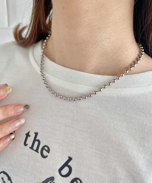 un+frame(アンフレーム)の「simple ball chain necklace/シンプル マンテルボールチェーンネックレス(ネックレス・レディース・シルバー/ゴールド・FREE)」の6枚目の写真
