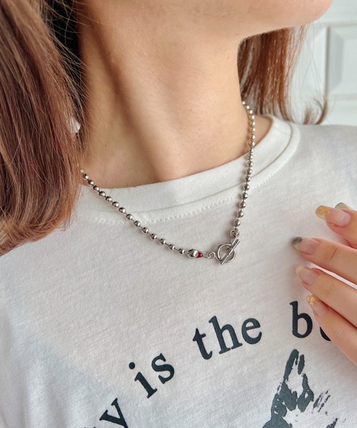un+frame(アンフレーム)の「simple ball chain necklace/シンプル マンテルボールチェーンネックレス(ネックレス・レディース・シルバー/ゴールド・FREE)」の15枚目の写真