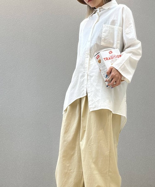 aimoha（アイモハ）の「コットンリネン風チュニックシャツ（シャツ/ブラウス・レディース・ブラック/グレー/ホワイト・SMALL/X-LARGE/LARGE/MEDIUM）」の10枚目の写真