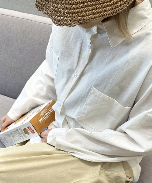 aimoha（アイモハ）の「コットンリネン風チュニックシャツ（シャツ/ブラウス・レディース・ブラック/グレー/ホワイト・SMALL/X-LARGE/LARGE/MEDIUM）」の15枚目の写真