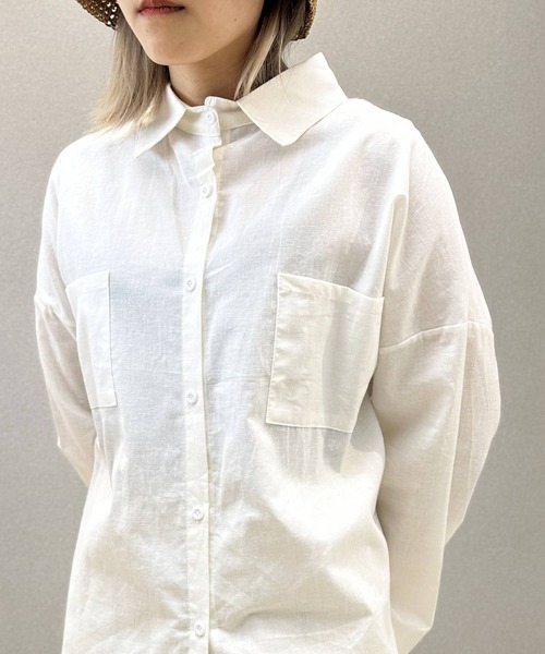 aimoha（アイモハ）の「コットンリネン風チュニックシャツ（シャツ/ブラウス・レディース・ブラック/グレー/ホワイト・SMALL/X-LARGE/LARGE/MEDIUM）」の16枚目の写真