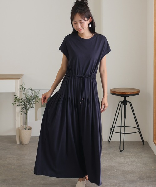 ElegChic(エレグシック)の「タック スカート ワンピース(ワンピース・レディース・ブラウン/グレー/ブラック/ネイビー/テラコッタ・M/4L/XL)」の7枚目の写真