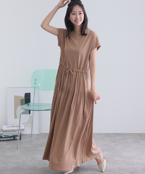 ElegChic(エレグシック)の「タック スカート ワンピース(ワンピース・レディース・ブラウン/グレー/ブラック/ネイビー/テラコッタ・M/4L/XL)」の8枚目の写真