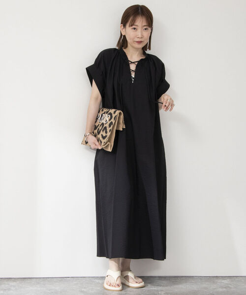 NOLLEY’S（ノーリーズ）の「◇【WEB限定】ミラクルウエーブレースアップワンピース（ワンピース・レディース・サーモンピンク/ホワイト系その他4/ブラック・FREE）」の17枚目の写真