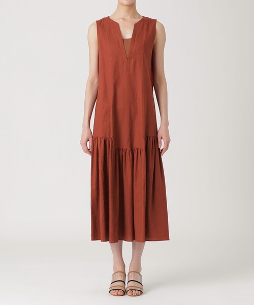 LOVELESS（ラブレス）の「コットンリネンギャザードレス（ワンピース・レディース・ライトベージュ/ブラック/オレンジ系その他5・36）」の8枚目の写真