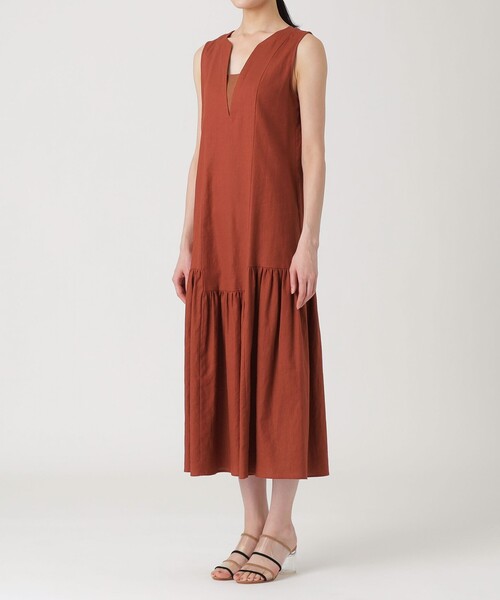 LOVELESS（ラブレス）の「コットンリネンギャザードレス（ワンピース・レディース・ライトベージュ/ブラック/オレンジ系その他5・36）」の9枚目の写真