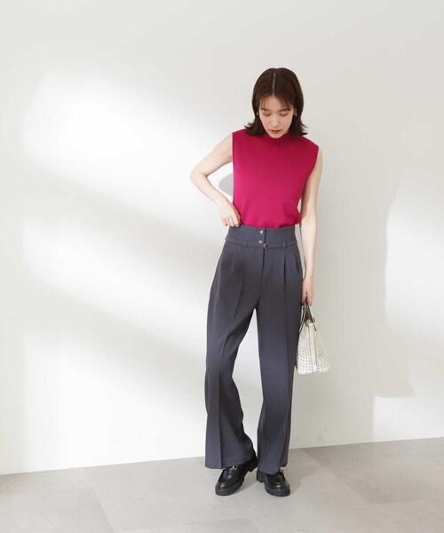 N.（N. Natural Beauty Basic）（エヌエヌナチュラルビューティーベーシック）の「【S Size Line】◆ベルト付タックハイウエストパンツ（スラックス・レディース・グレー/グリーン・SMALL/MEDIUM）」の22枚目の写真