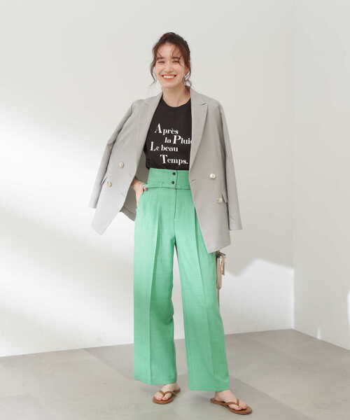 N.（N. Natural Beauty Basic）（エヌエヌナチュラルビューティーベーシック）の「【S Size Line】◆ベルト付タックハイウエストパンツ（スラックス・レディース・グレー/グリーン・SMALL/MEDIUM）」の16枚目の写真