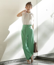 N.（N. Natural Beauty Basic） | 【S Size Line】◆ベルト付タックハイウエストパンツ(スラックス)