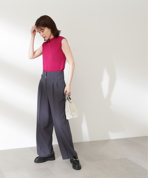 N.（N. Natural Beauty Basic）（エヌエヌナチュラルビューティーベーシック）の「【S Size Line】◆ベルト付タックハイウエストパンツ（スラックス・レディース・グレー/グリーン・SMALL/MEDIUM）」の5枚目の写真