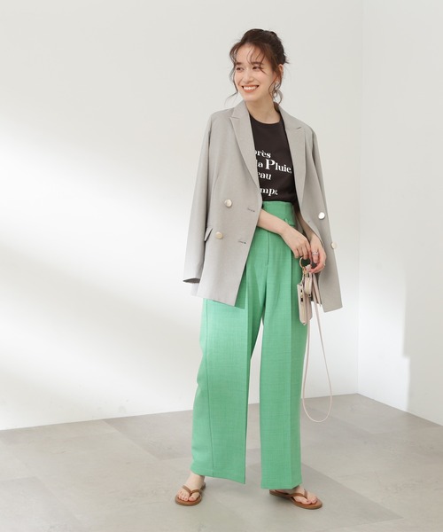 N.（N. Natural Beauty Basic）（エヌエヌナチュラルビューティーベーシック）の「【S Size Line】◆ベルト付タックハイウエストパンツ（スラックス・レディース・グレー/グリーン・SMALL/MEDIUM）」の3枚目の写真