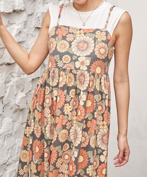 anap mimpi（アナップミンピ）の「レトロフラワー切替キャミワンピース（ワンピース・レディース・ベージュ/ブラック・FREE）」の12枚目の写真