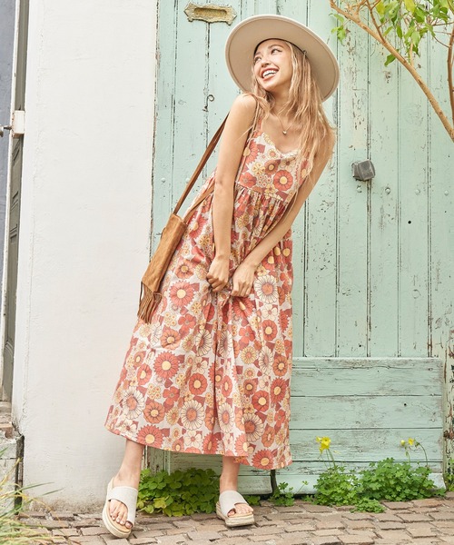 anap mimpi（アナップミンピ）の「レトロフラワー切替キャミワンピース（ワンピース・レディース・ベージュ/ブラック・FREE）」の17枚目の写真