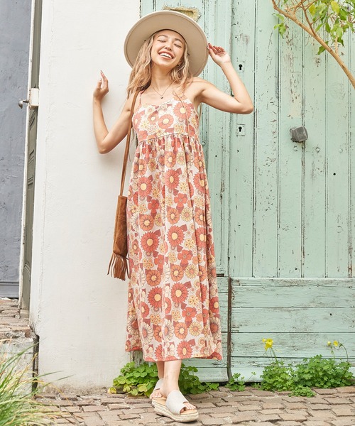 anap mimpi（アナップミンピ）の「レトロフラワー切替キャミワンピース（ワンピース・レディース・ベージュ/ブラック・FREE）」の15枚目の写真