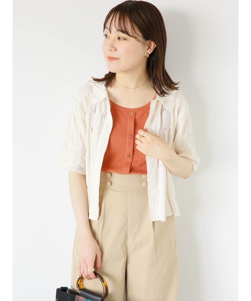 ehka sopo（エヘカソポ）の「前後2WAYボタン付タンクトップ（タンクトップ・レディース・ダークオレンジ/ブラック/オフホワイト/ライトベージュ・F）」の8枚目の写真