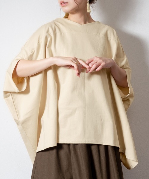 atONE(アットワン)の「atONE 裏毛リラックスプルオーバー(Tシャツ/カットソー・レディース・ブラック/ライトベージュ/杢グレー・M-L/LL~3L/4L~5L)」の3枚目の写真