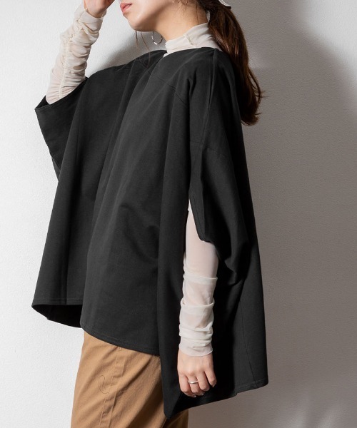atONE(アットワン)の「atONE 裏毛リラックスプルオーバー(Tシャツ/カットソー・レディース・ブラック/ライトベージュ/杢グレー・M-L/LL~3L/4L~5L)」の4枚目の写真