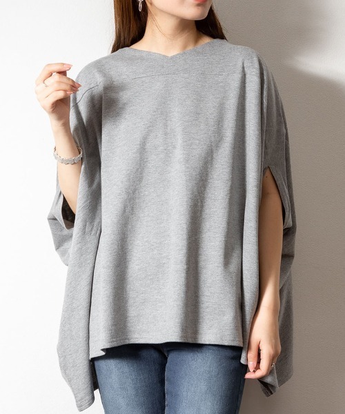 atONE(アットワン)の「atONE 裏毛リラックスプルオーバー(Tシャツ/カットソー・レディース・ブラック/ライトベージュ/杢グレー・M-L/LL~3L/4L~5L)」の9枚目の写真
