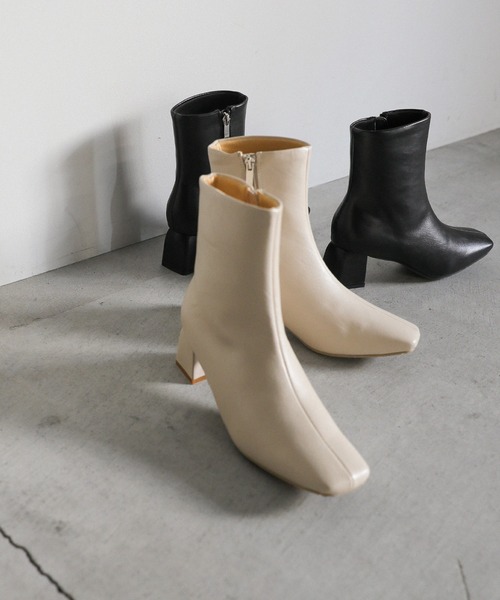 select MOCA（セレクトモカ）の「スクエアサイドジップショートブーツ（ブーツ・レディース・ブラック/アイボリー・SMALL/MEDIUM/LARGE）」の21枚目の写真
