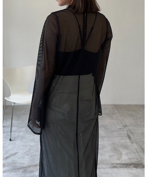 leimn（レイムン）の「メッシュシアーフレアワンピース（ワンピース・レディース・ブラック/アイボリー/グレー系・M）」の16枚目の写真