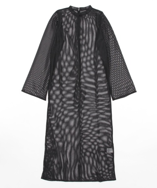 leimn（レイムン）の「メッシュシアーフレアワンピース（ワンピース・レディース・ブラック/アイボリー/グレー系・M）」の9枚目の写真