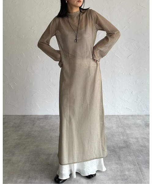 leimn（レイムン）の「メッシュシアーフレアワンピース（ワンピース・レディース・ブラック/アイボリー/グレー系・M）」の22枚目の写真