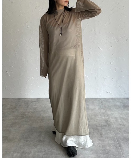 leimn（レイムン）の「メッシュシアーフレアワンピース（ワンピース・レディース・ブラック/アイボリー/グレー系・M）」の21枚目の写真