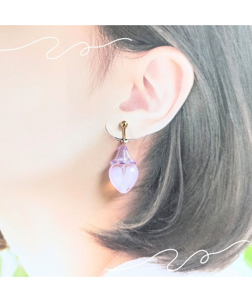 tone(トーン)の「【hazeleyes】バケハートイヤリング(Bonbonami ボンボンアミ)(MA)(イヤリング・レディース・ピンク・FREE)」の3枚目の写真