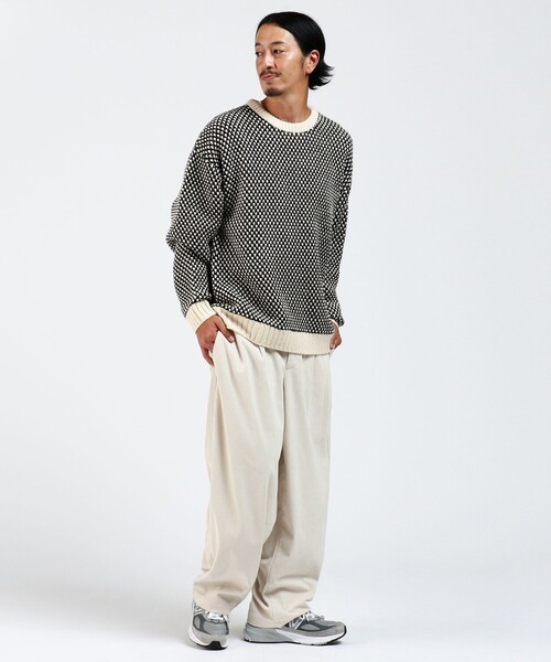BEAMS HEART(ビームスハート)の「BEAMS HEART / ポップコーン編み クルーネック ニット(ニット/セーター・メンズ・オフホワイト/ネイビー・SMALL/MEDIUM/LARGE)」の8枚目の写真