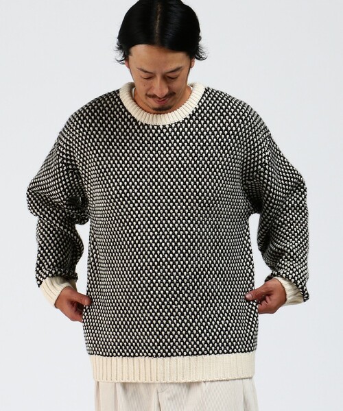 BEAMS HEART(ビームスハート)の「BEAMS HEART / ポップコーン編み クルーネック ニット(ニット/セーター・メンズ・オフホワイト/ネイビー・SMALL/MEDIUM/LARGE)」の10枚目の写真
